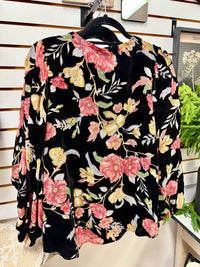 Black Velvet Floral Long Sleeve | Vanessa Jodifl