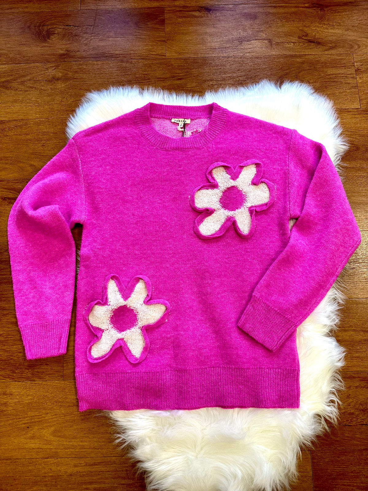 Hot Pink Floral Detail Sweater | Boutique Elise | Hannah Jodifl