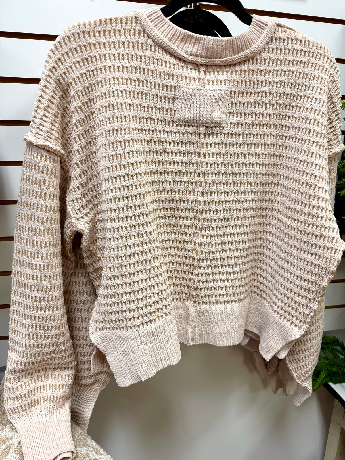Oatmeal and Taupe Waffle Knit Sweater | Opal Very J