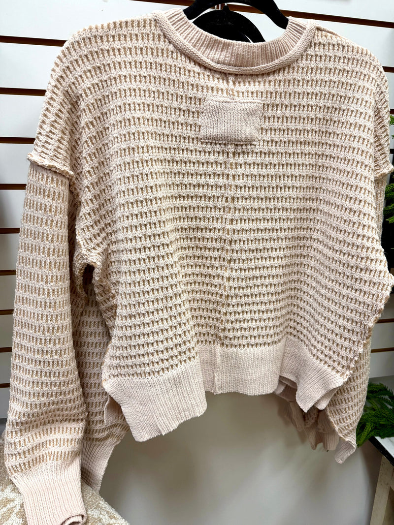 Oatmeal and Taupe Waffle Knit Sweater | Opal Very J