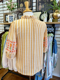 Mustard Stripe and Floral Detail Top | Boutique Elise | Sunny VOY