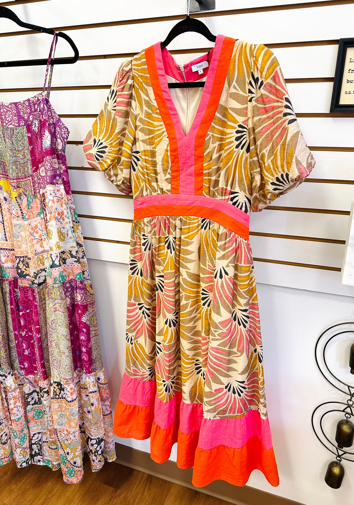 Pink Orange and Yellow Floral Stripe Dress | Jenna VOY