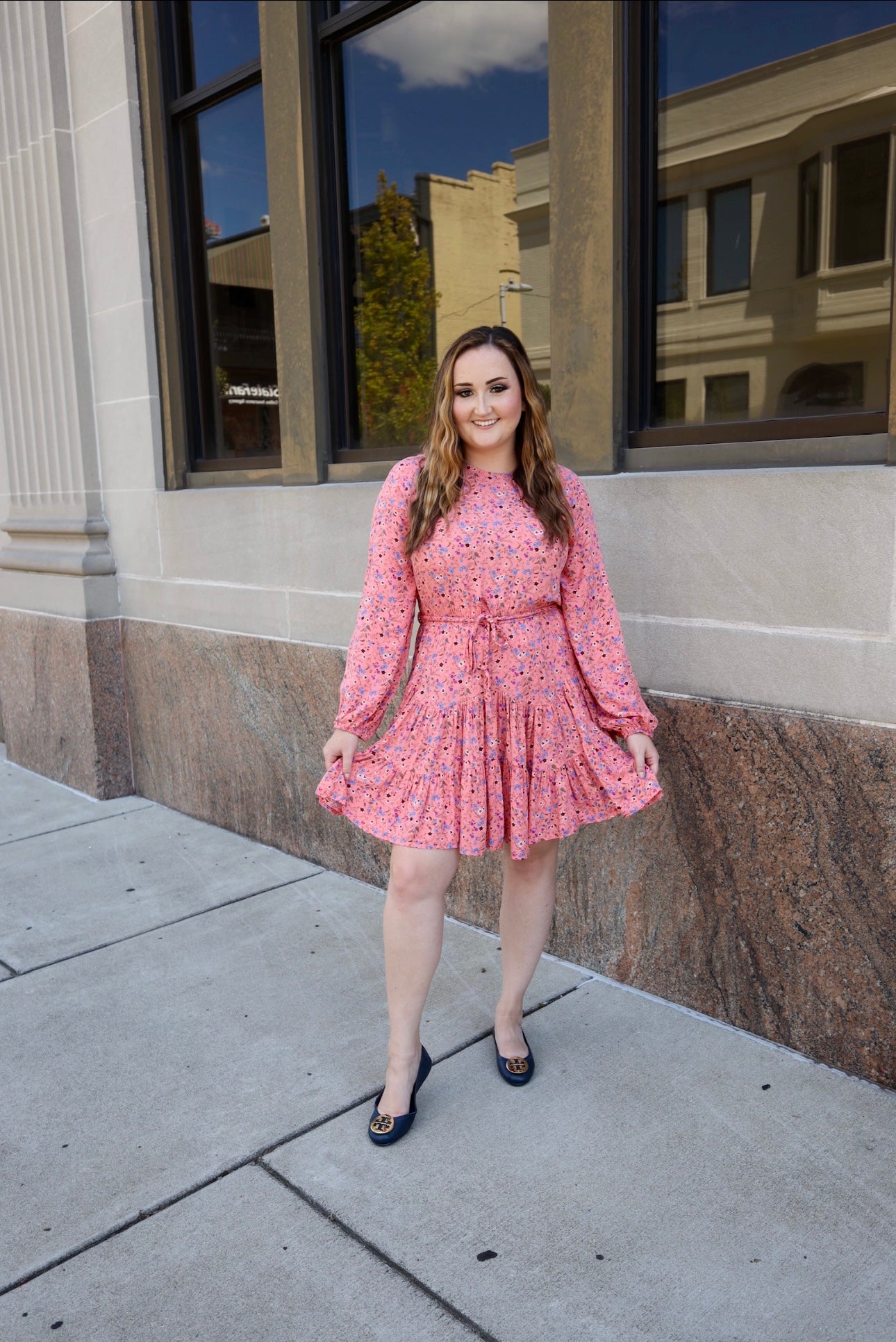 Floral Printed Puff Sleeves Fringed Layered Fit & Flare Dress - BITTERLIME