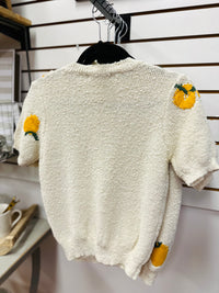 Oatmeal Lemon Lightweight Short Sleeve Sweater | Lenny Staccato