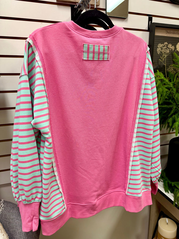 Pink and Blue Stripe Long Sleeve Top | Taylor Very J