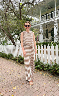 Mocha Stripe Tank and Pants Set | Melanie Jodifl