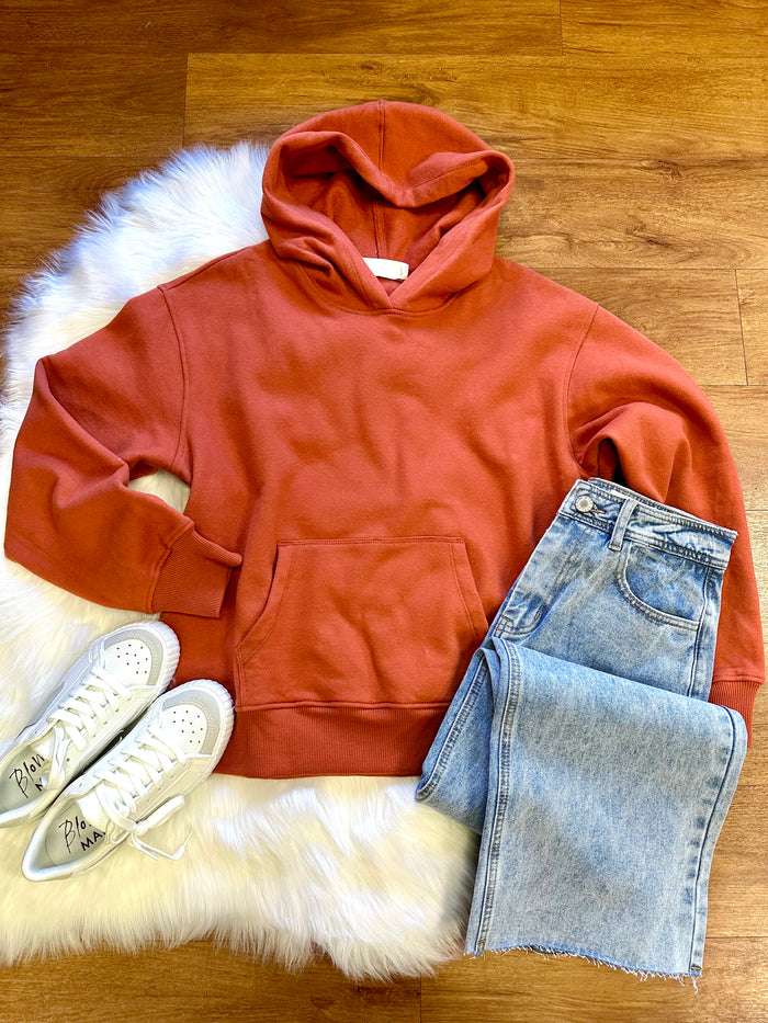 Womens Orange Hoodie Sweatshirt | Boutique Elise | Brittany Hyfve
