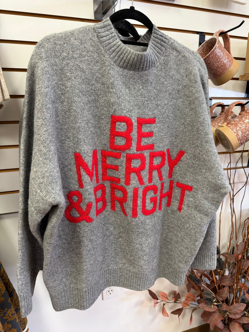 Grey and Red Merry and Bright Sweater Blu Pepper