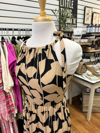 Black and Taupe Abstract Print Dress | Boutique Elise | Maria Gilli