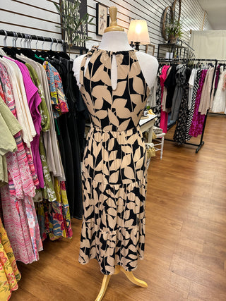 Black and Taupe Abstract Print Dress | Boutique Elise | Maria Gilli