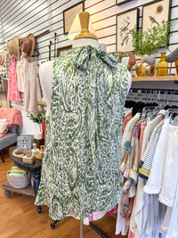 Ivory and Green Print Twist Neckline Top | Boutique Elise | Gracie Entro