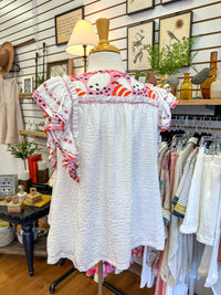 Red and Pink Mixed Embroidery Top | Boutique Elise | Bella Jodifl