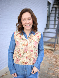Blush Floral Print Cardigan Vest | Carly SoMe