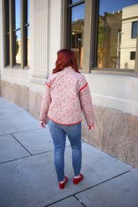Red Mini Floral Print Quilted Jacket | Boutique Elise | Rory Staccato