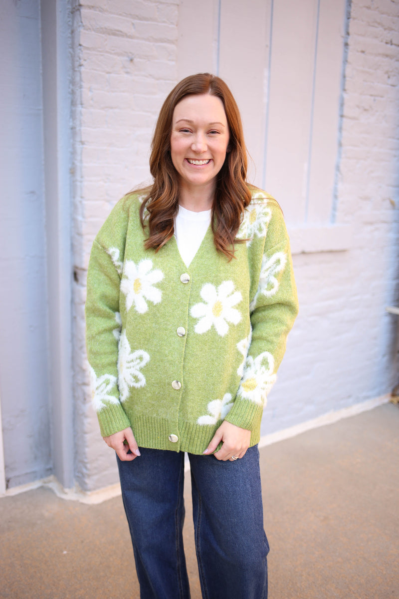 Green Floral Print Cardigan | Boutique Elise | Gracie Hyfve