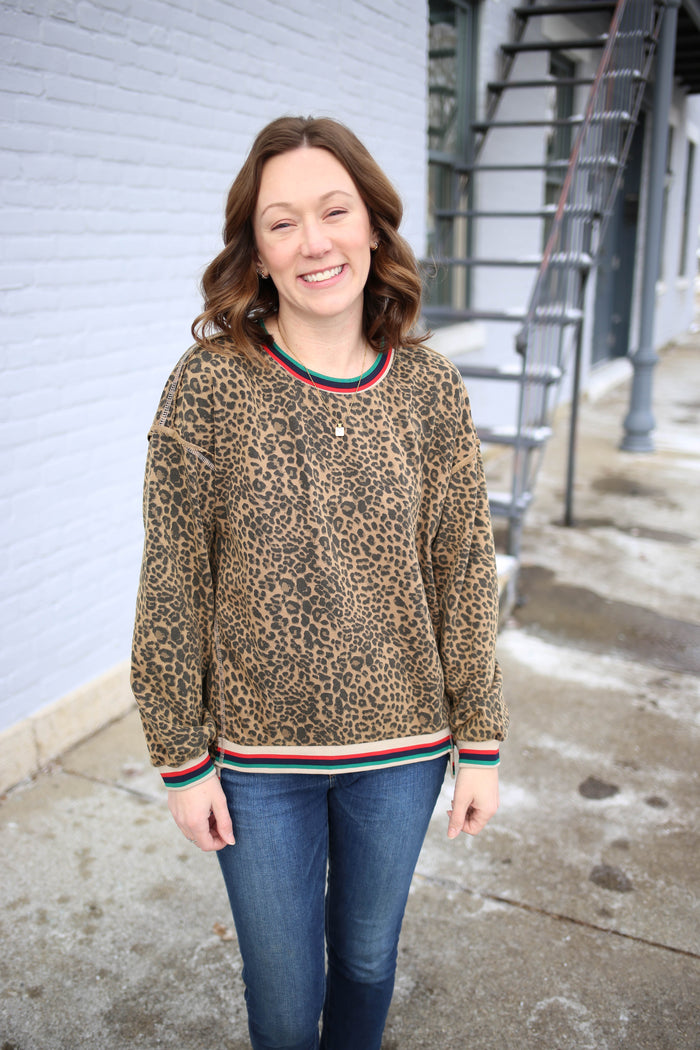 Leopard Print and Bright Stripe Top | Lori Jodifl