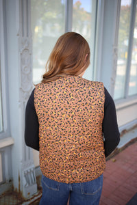 Reversible Camel Leopard Print Quilted Vest | Boutique Elise | Rayna Entro