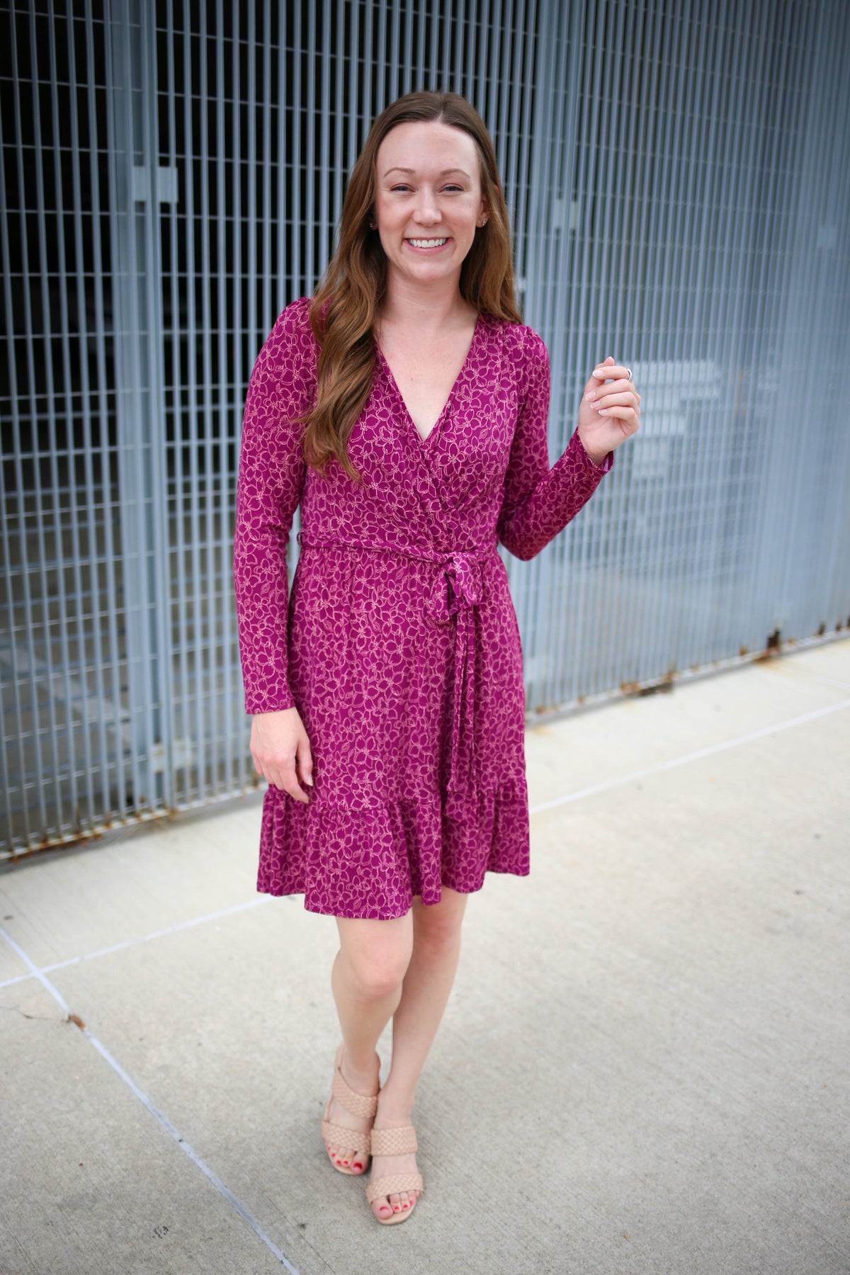Plum and Taupe Faux Wrap Dress | Boutique Elise | Becca Gilli