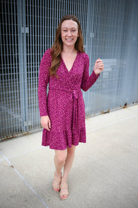 Plum and Taupe Faux Wrap Dress | Boutique Elise | Becca Gilli