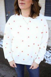 Cream and Red Hearts Sweatshirt | Crissy Gilli