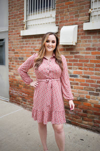 Red Floral Print Button Up Dress | Boutique Elise | Callie Gilli