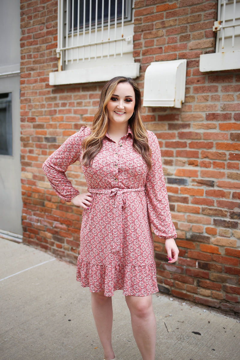 Red Floral Print Button Up Dress | Boutique Elise | Callie Gilli