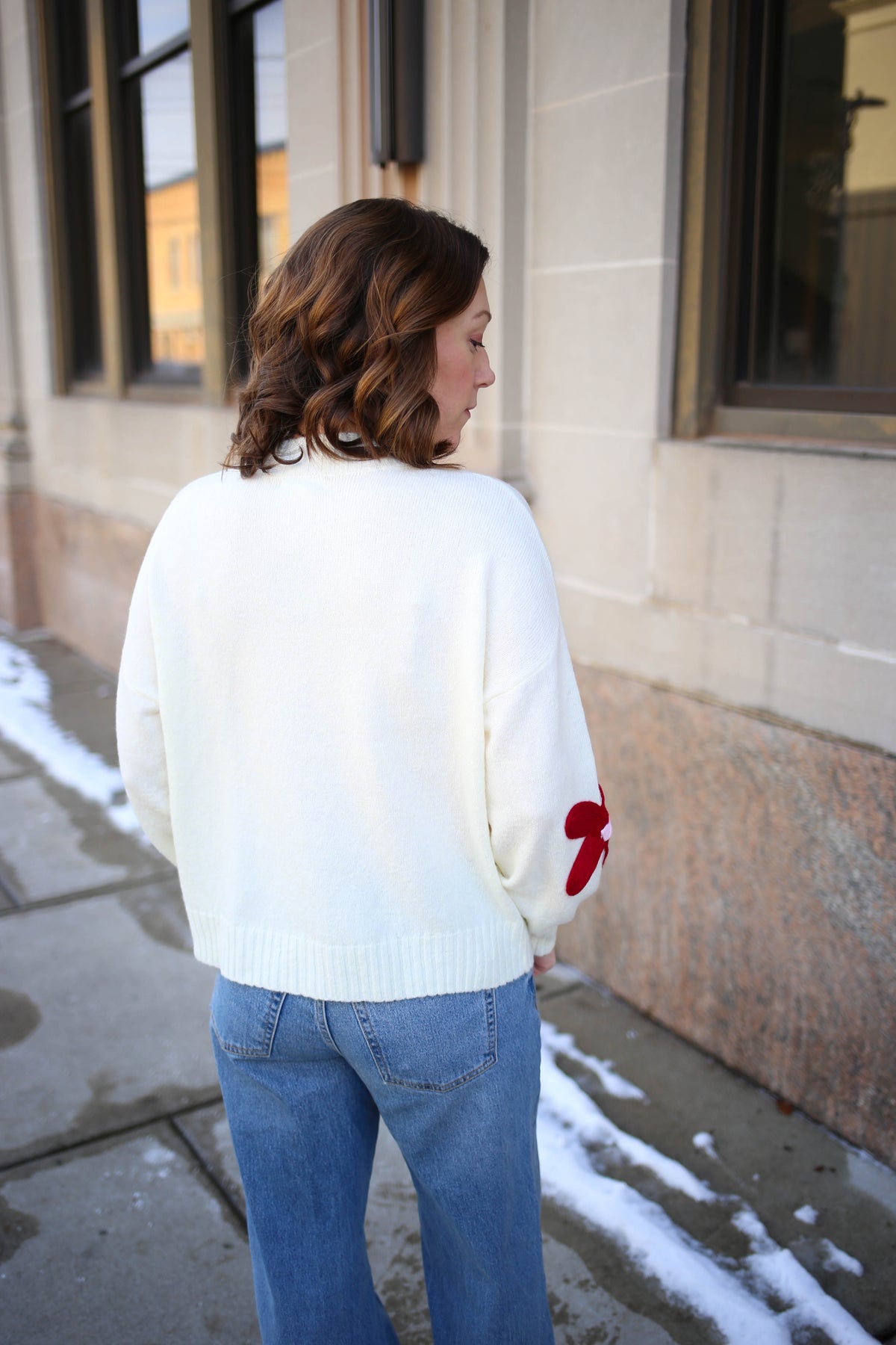 Ivory and Bright Flower Detail Sweater | Shelby Blu Pepper
