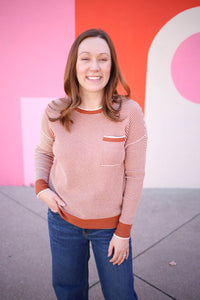 Copper and Off-White Stripe Sweater | Boutique Elise | Cassandra Staccato