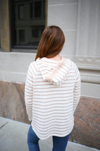 stripe and lace detail hoodie