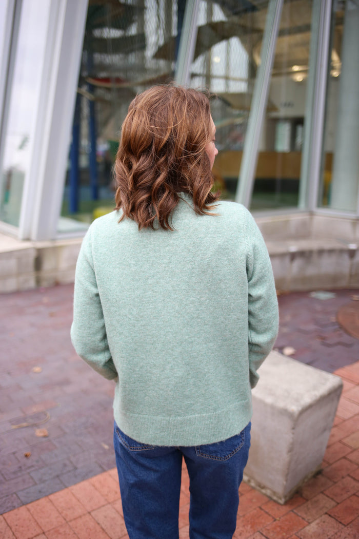 Sage Green Ruffle Detail Cardigan | Sally