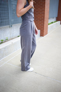 womens grey pinstripe pants