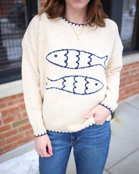 Taupe and Navy Fisherman Sweater Dreamers