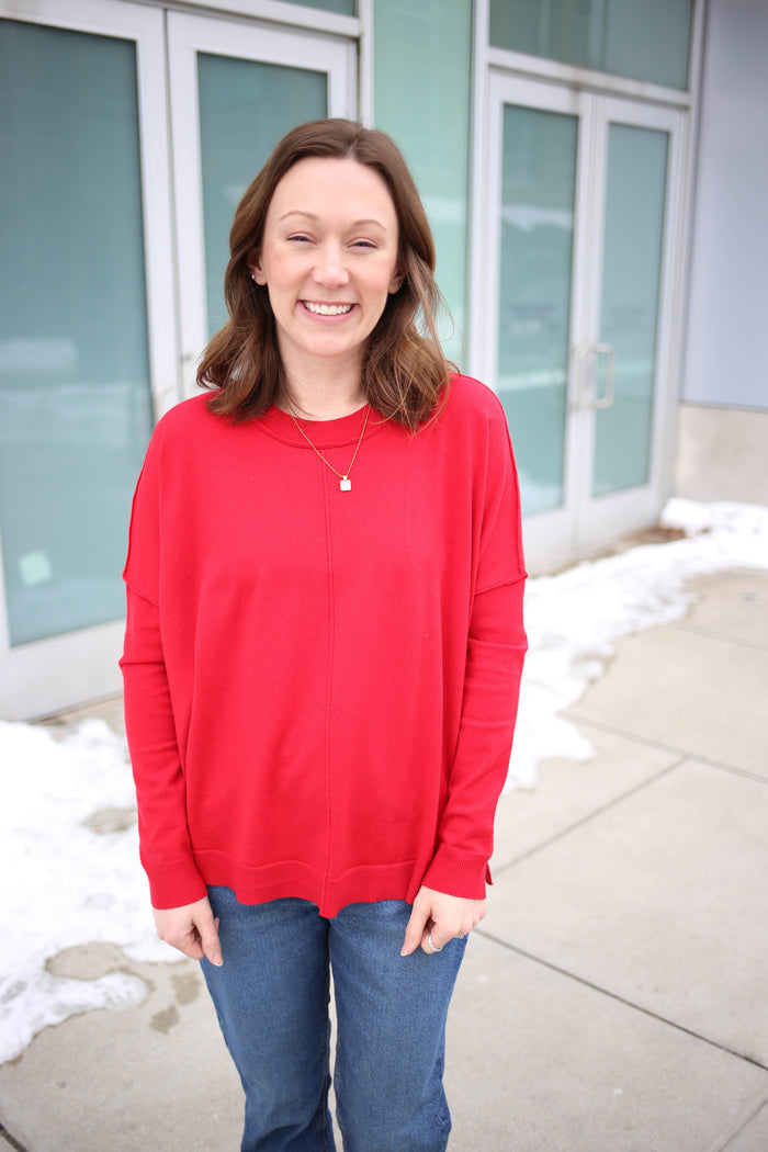 Bright Red Lightweight Sweater | Rita EESome