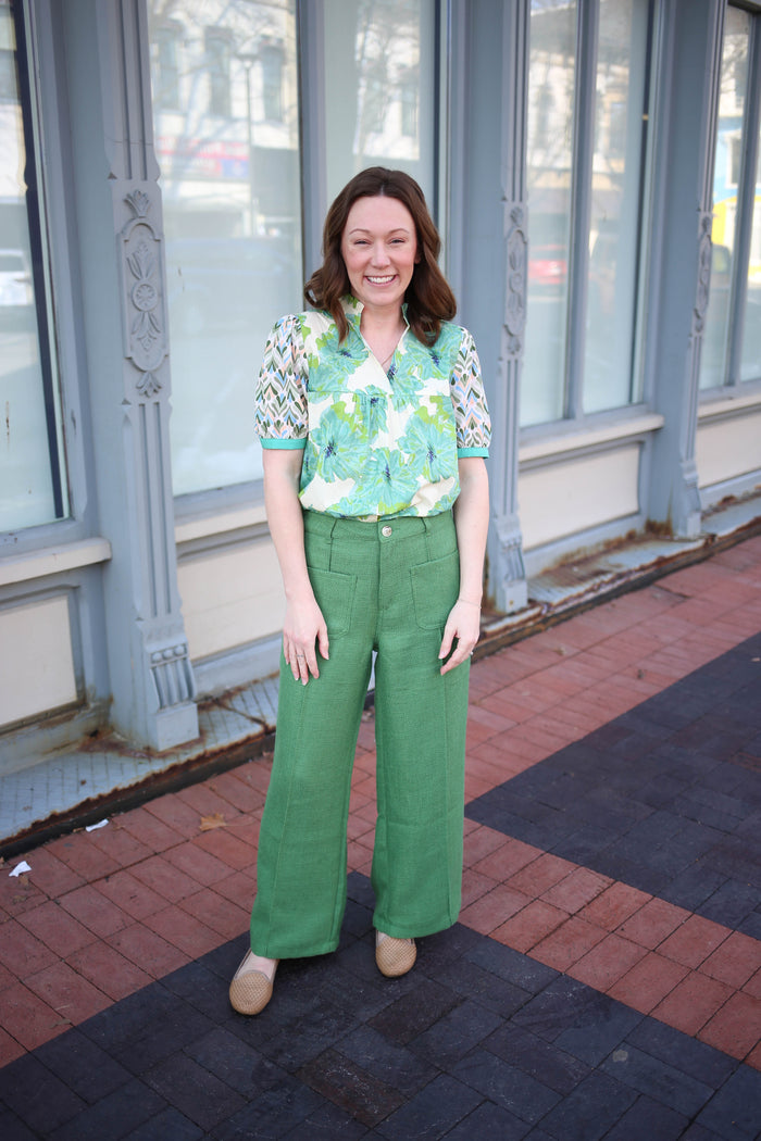 Green Ponte Dress Pant | Gracie Entro