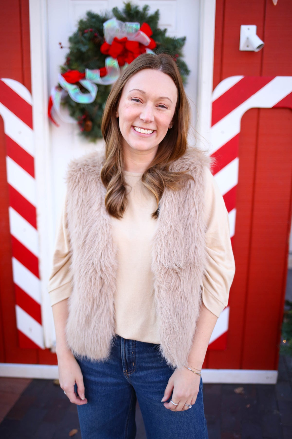 Tan Faux Fur Sleeveless Vest | Boutique Elise | Alice Hyfve