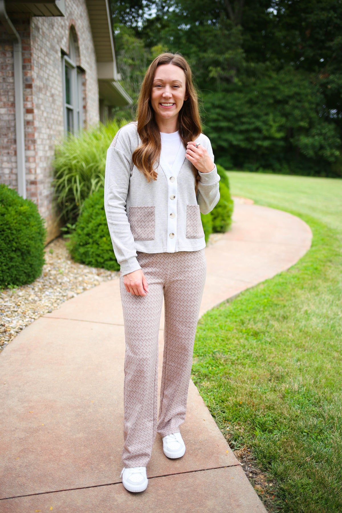 Oatmeal and Taupe Lounge Pants | Boutique Elise | Cami Hem & Thread