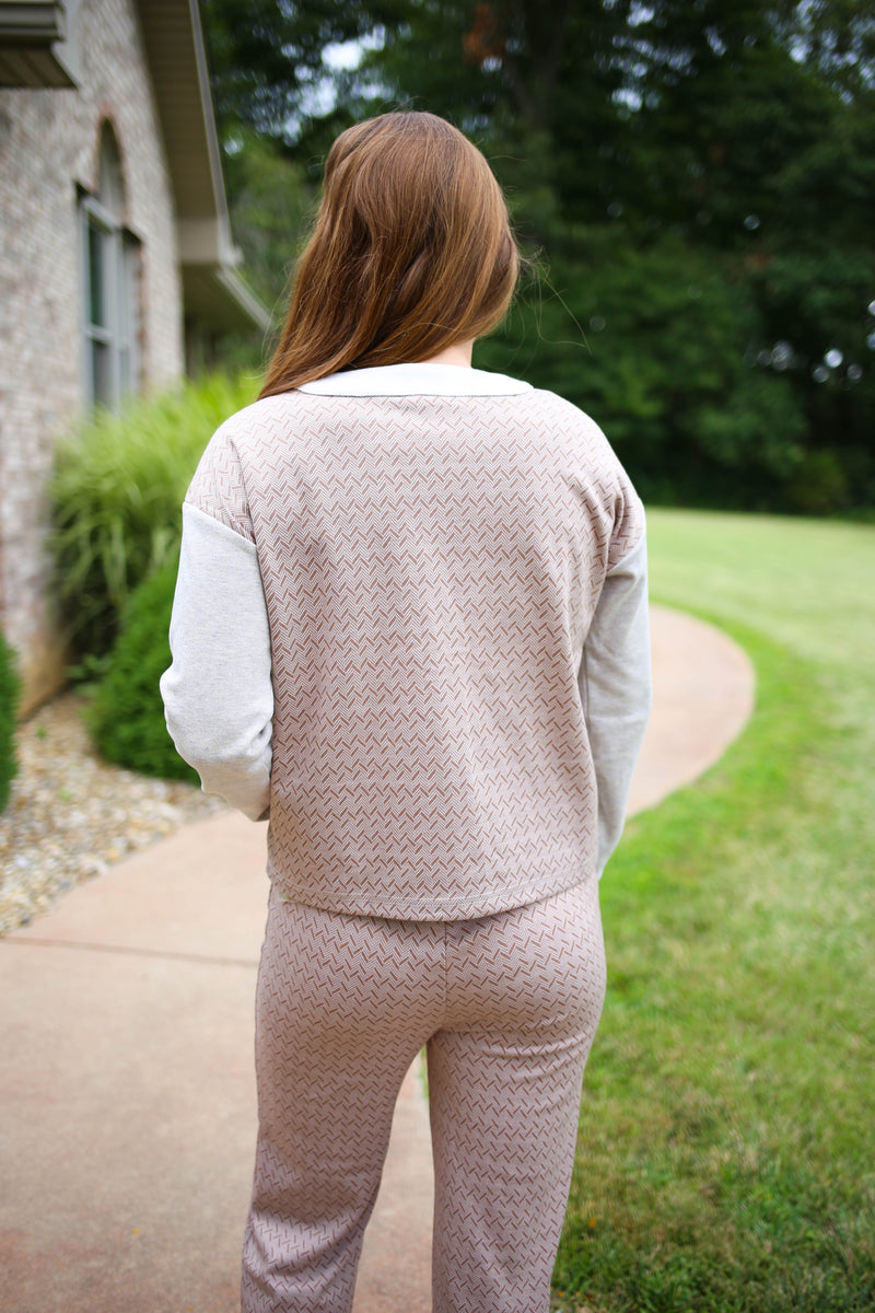 Oatmeal and Taupe Lounge Pants | Boutique Elise | Cami Hem & Thread