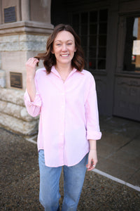 Pink and White Stripe Button-Down Top | Payton Hyfve