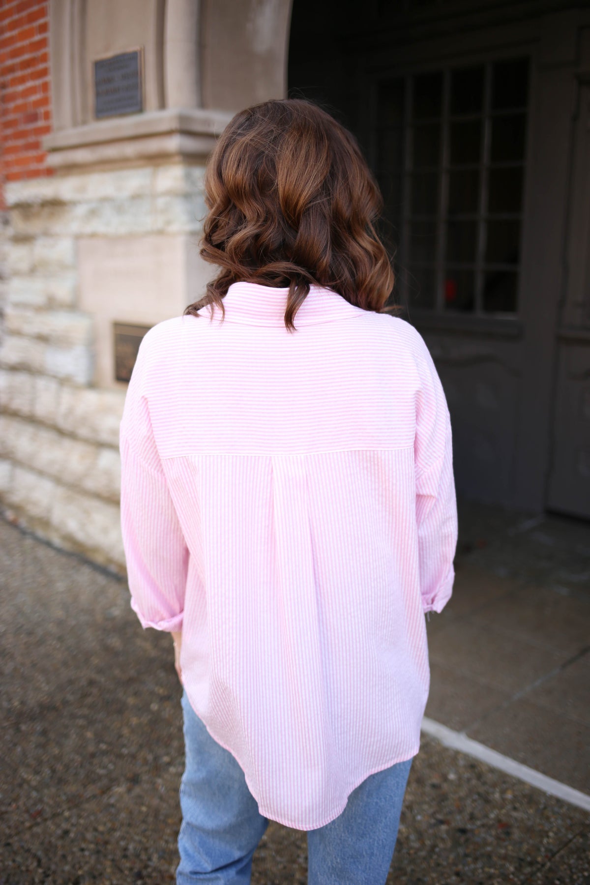 Pink and White Stripe Button-Down Top | Payton Hyfve