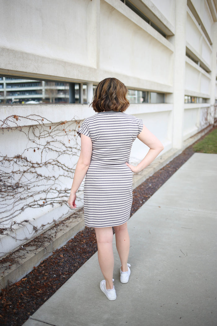 Heather Grey Stripe T-Shirt Dress | Heidi Staccato