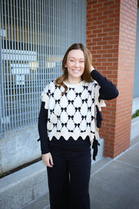 Ivory and Black Bow Vest | Boutique Elise | Felicia Entro