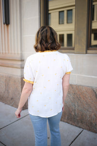 Lemon Embroidered Peasant Top | Layla Staccato