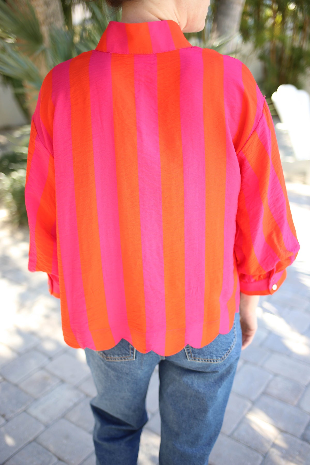 Orange and Fuchsia Pink Stripe Top | Kathleen Entro