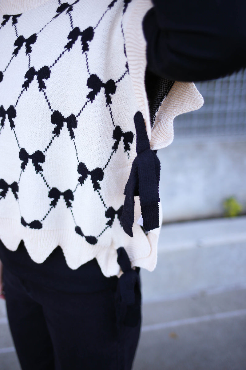 Ivory and Black Bow Vest | Boutique Elise | Felicia Entro