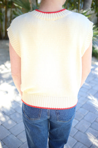 Cream Knit Sleeveless Top with Lobster Detail | Lainey Gilli