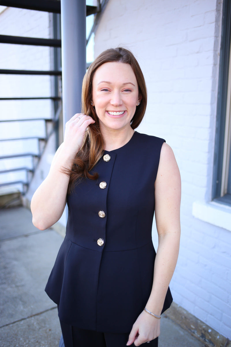 Chic Black Peplum Top and Pant Set | Brielle