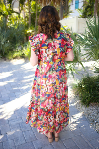 Pink and Navy Floral Maxi Dress | Jordan Jodifl