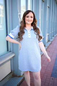 Vintage Inspired Blue Lace Hem Mini Dress | Boutique Elise | Vivian