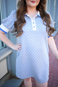 Vintage Inspired Blue Lace Hem Mini Dress | Boutique Elise | Vivian