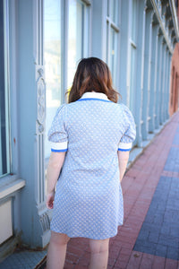 Vintage Inspired Blue Lace Hem Mini Dress | Boutique Elise | Vivian